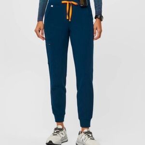 *SOLD***FIGS Zamora Women’s jogger scrub pants Deep Reef with orange drawstring